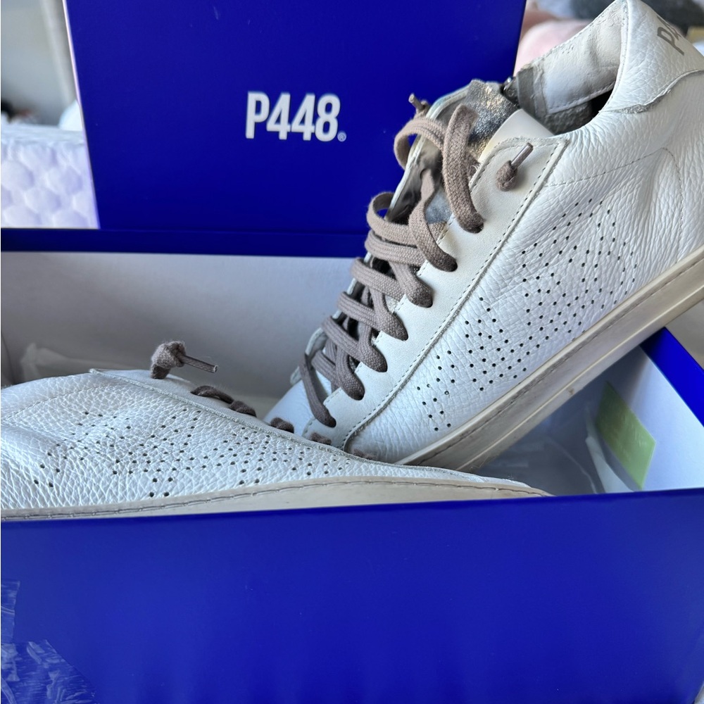P448 Women's White and Gray Athletic Shoes